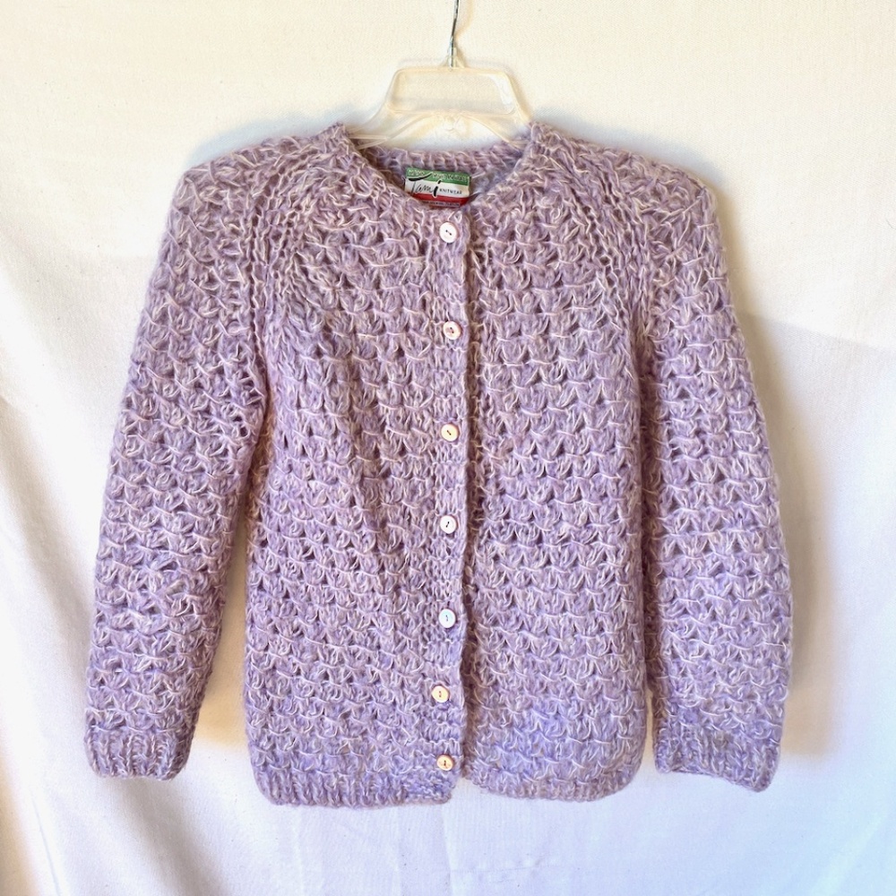 Tami Knitwear Purple Lavender Hand Knit in ITALY Cardigan sweater